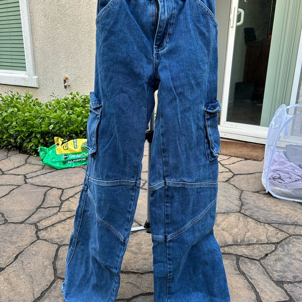 Blue Denim Cargo Pants